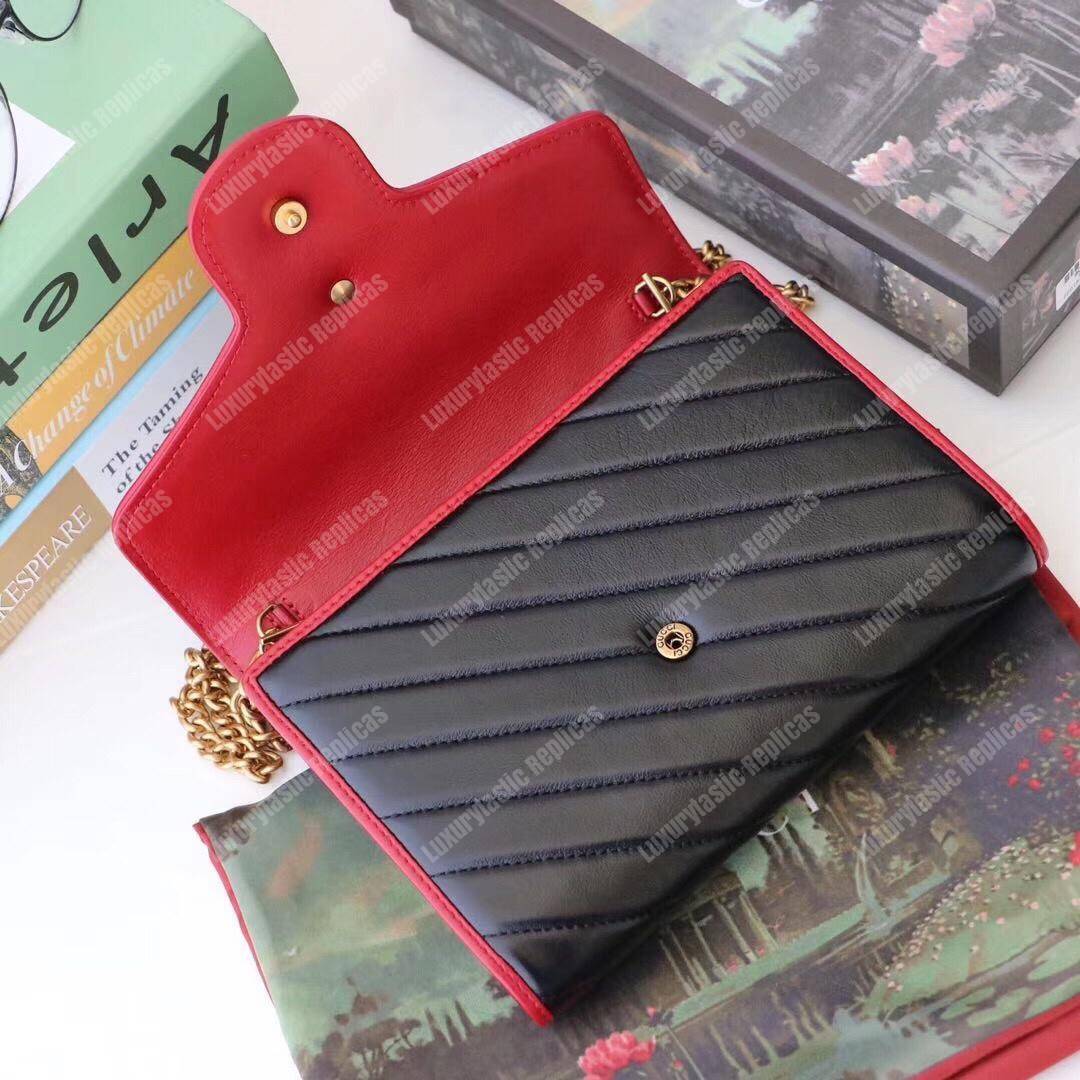 G*u*i gg marmont quilted shoulder bag black cerise
