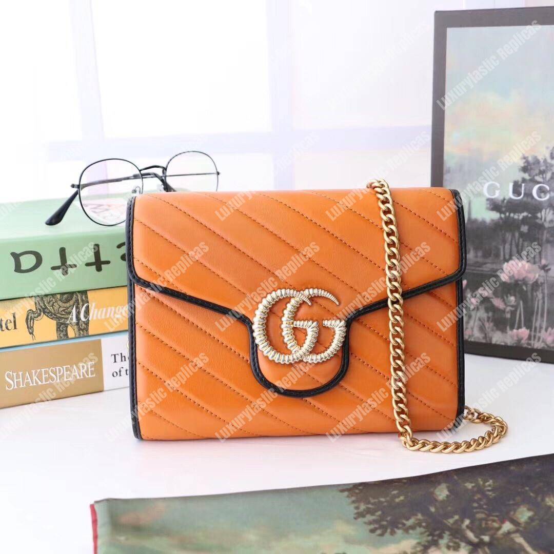 G*u*i gg marmont quilted shoulder bag cognac