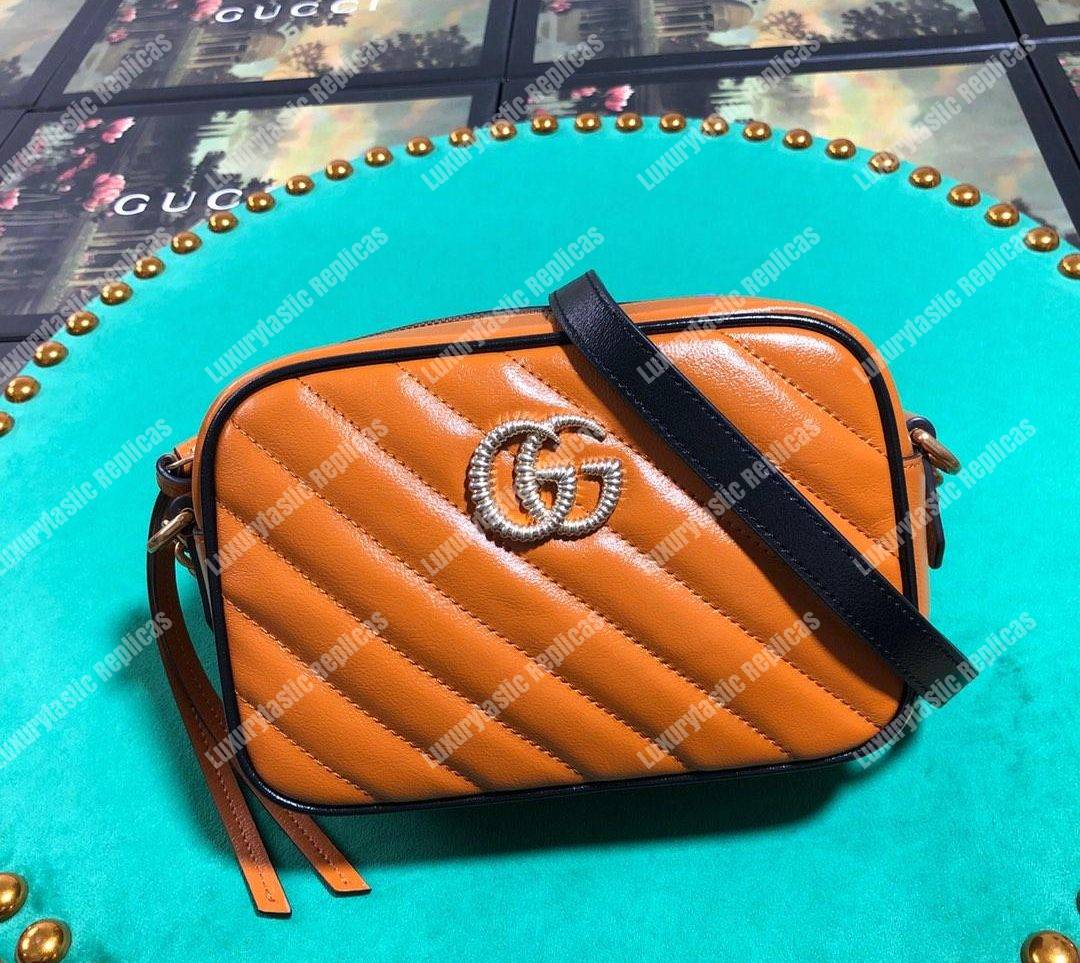 G*u*i gg marmont matelassé mini bag cognac