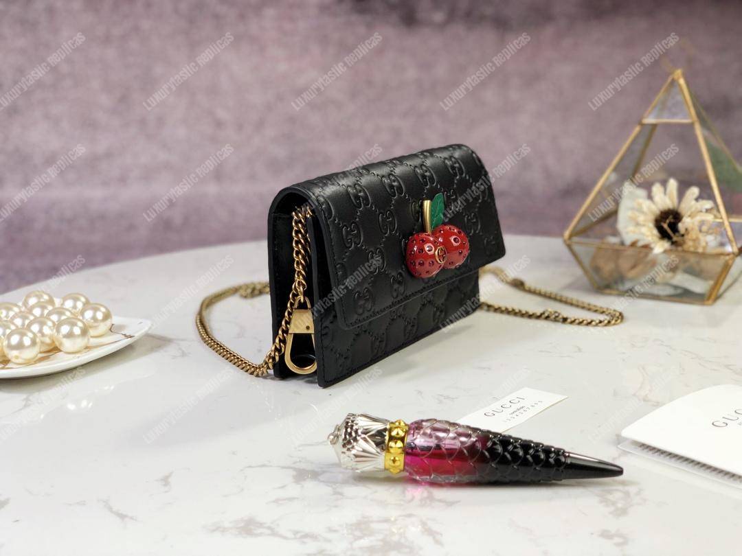 G*u*i signature mini bag with cherries black