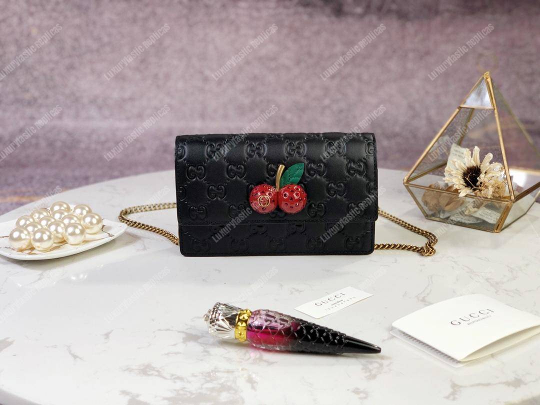 G*u*i signature mini bag with cherries black