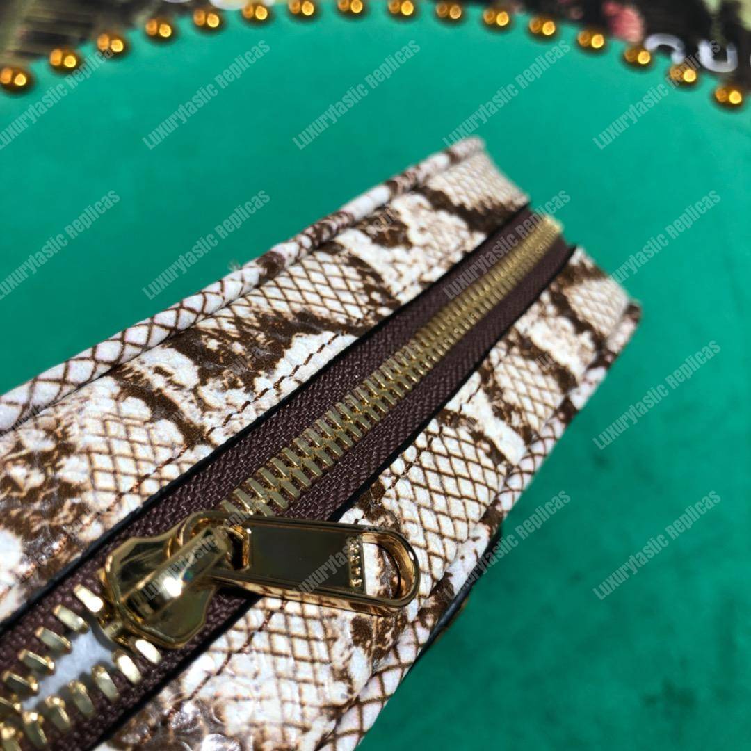 G*u*i online exclusive ophidia mini bag cream & brown snakeskin trim