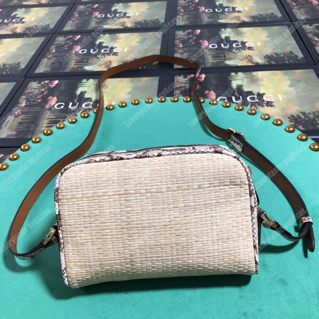 G*u*i online exclusive ophidia mini bag cream & brown snakeskin trim