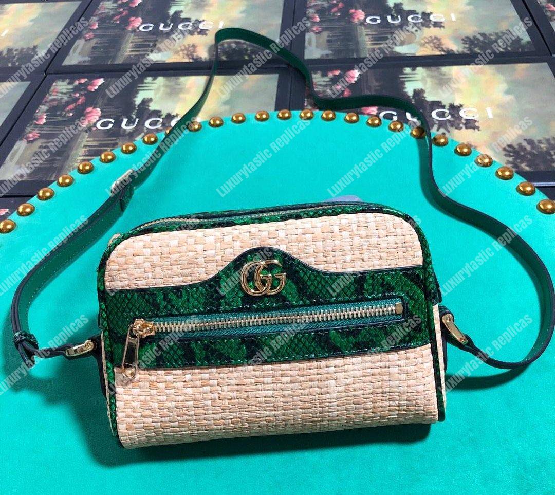G*u*i online exclusive ophidia mini bag green snakeskin trim