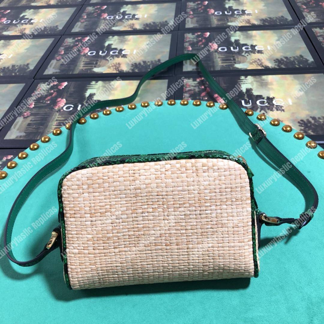 G*u*i online exclusive ophidia mini bag green snakeskin trim