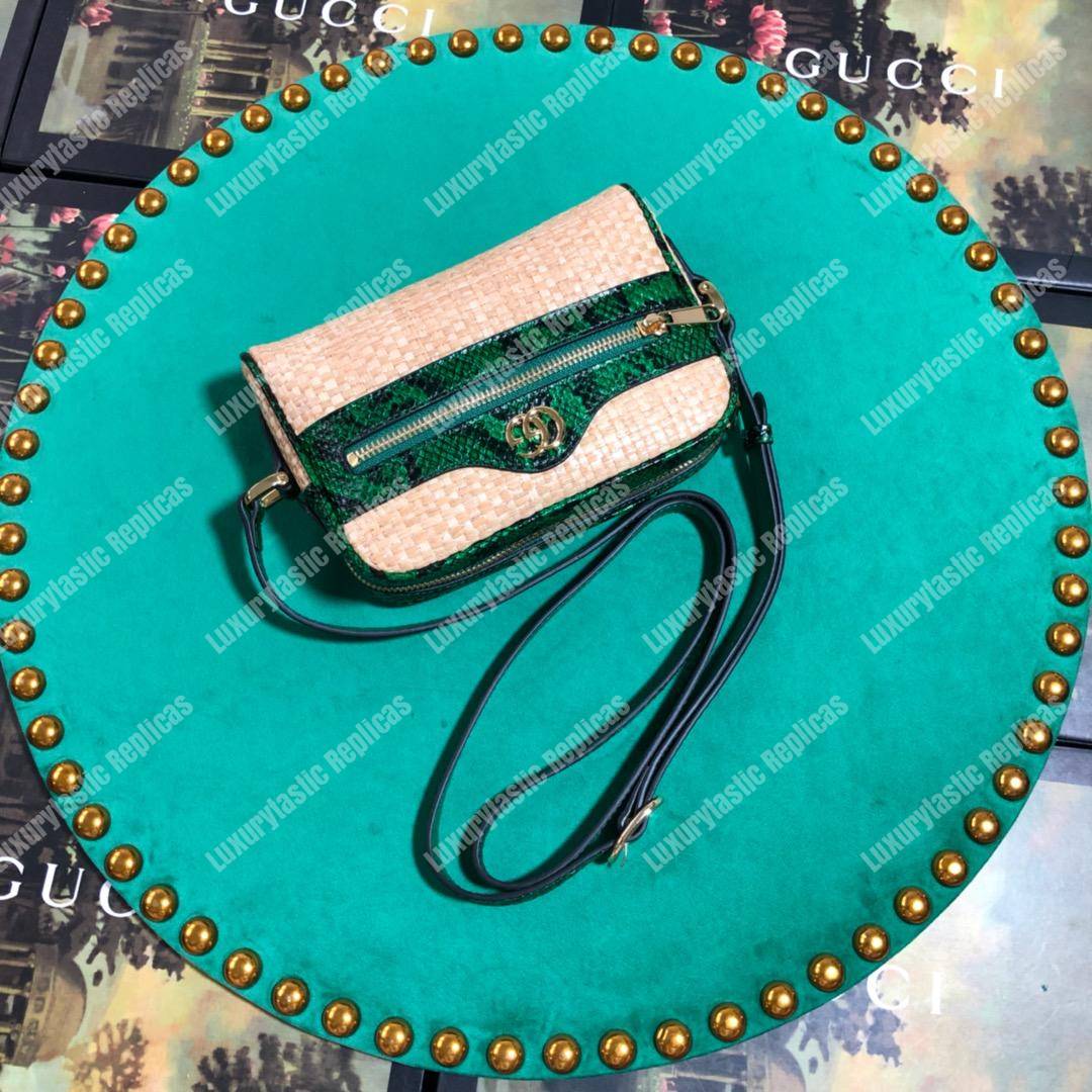 G*u*i online exclusive ophidia mini bag green snakeskin trim
