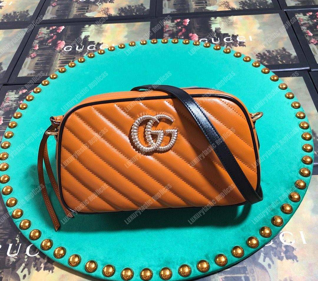 G*u*i gg marmont matelassé small shoulder bag cognac