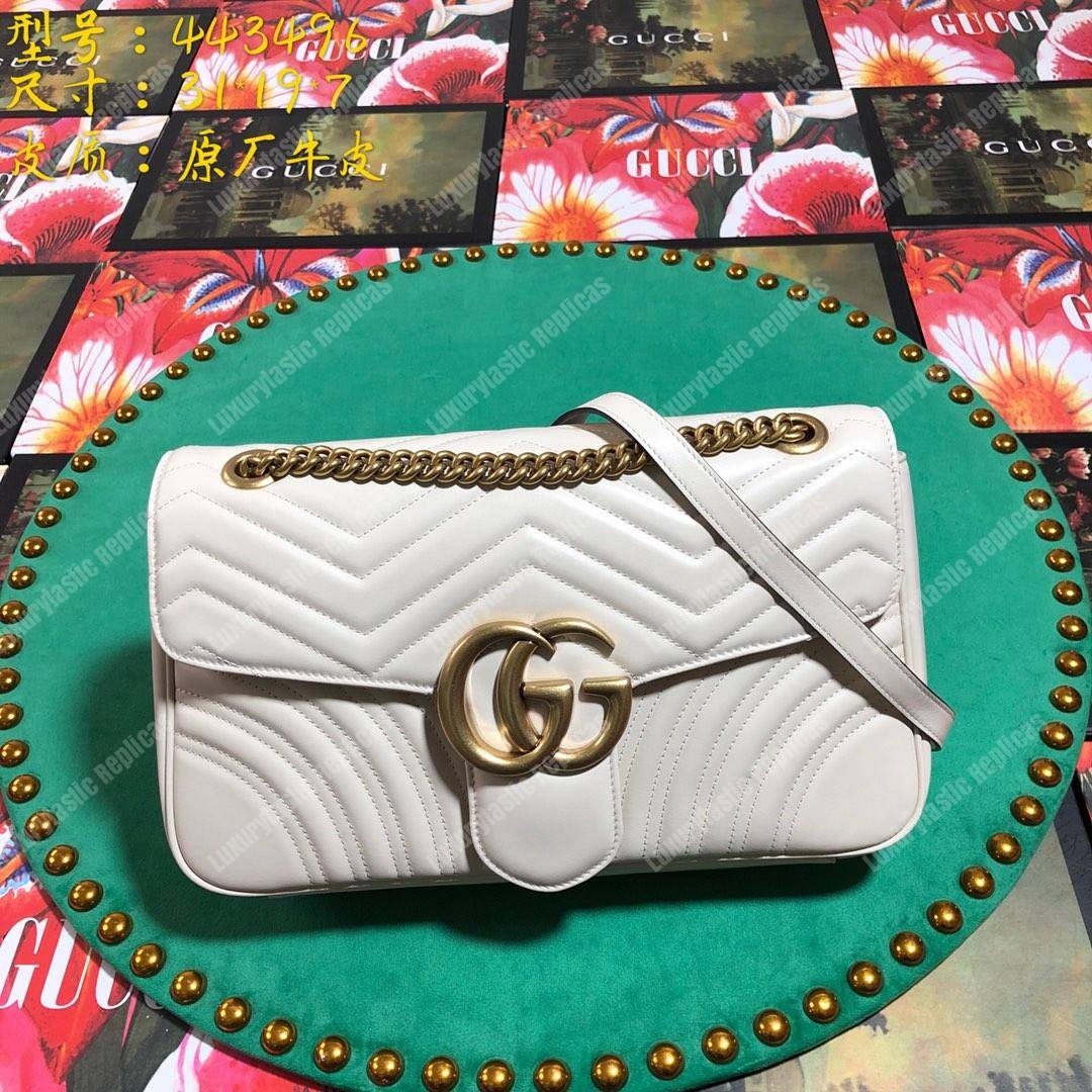 G*u*i gg marmont medium matelasse shoulder bag white