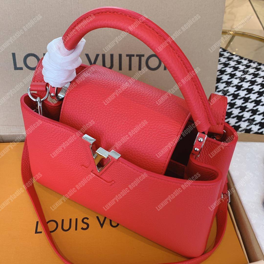 LV Capucines PM Taurillon Leather Bag Rubis