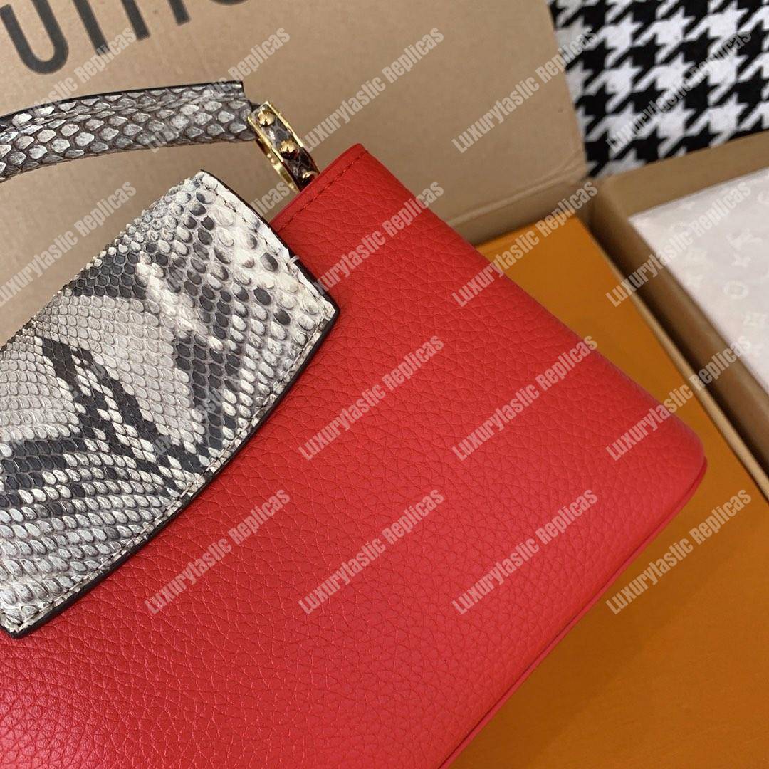 LV Capucines Mini Taurillon Leather Python Rouge