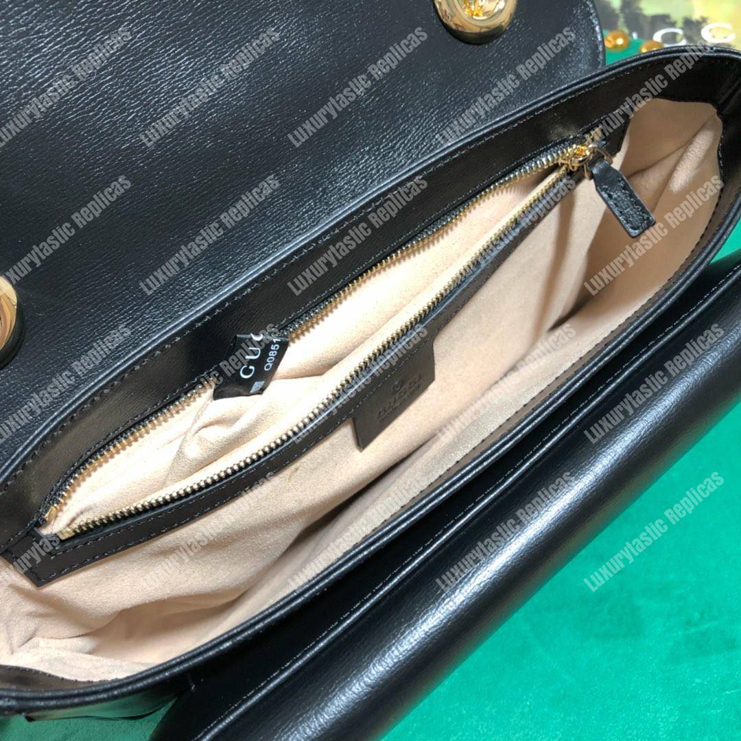 G*u*i leather small shoulder bag black