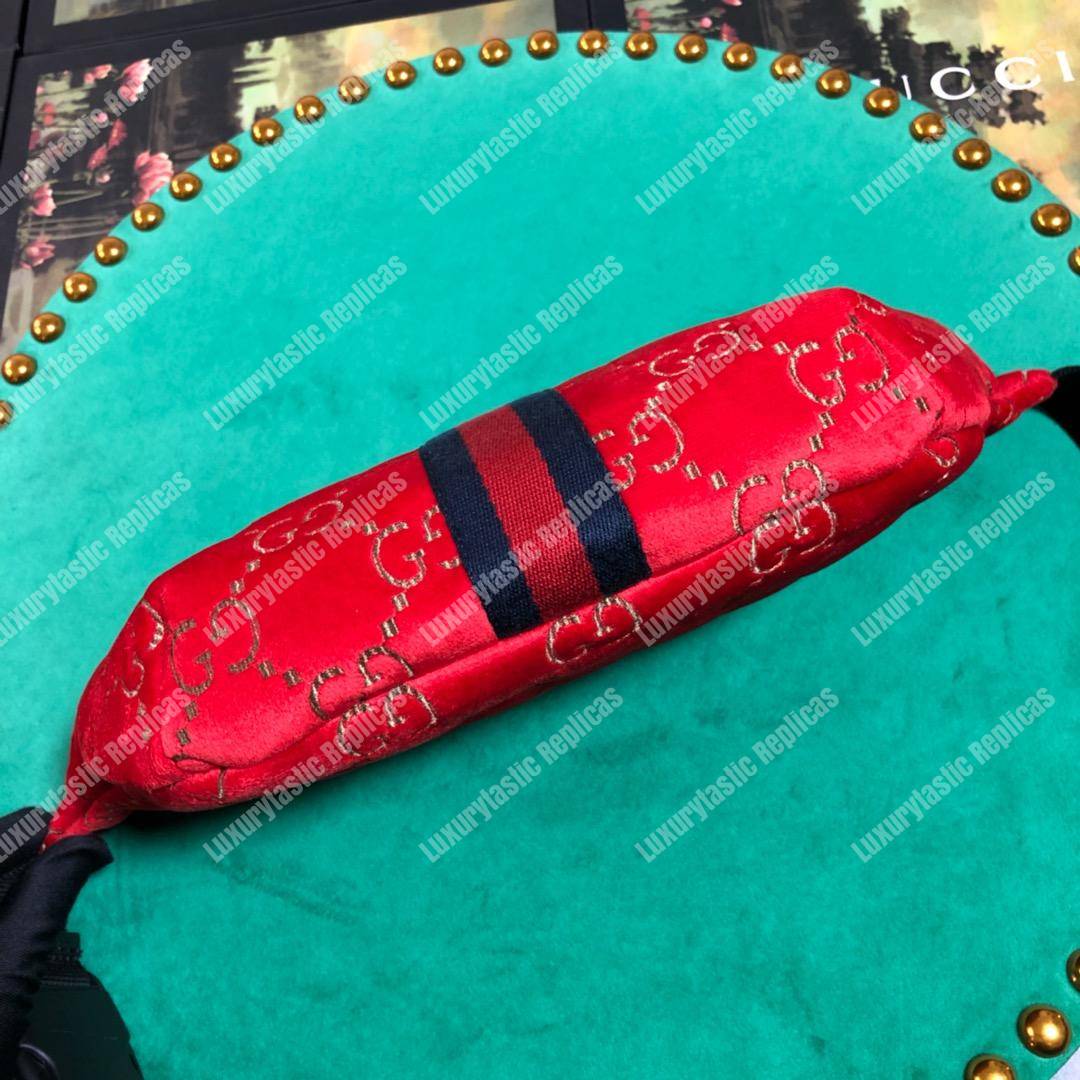 GG Velvet Belt Bag Red