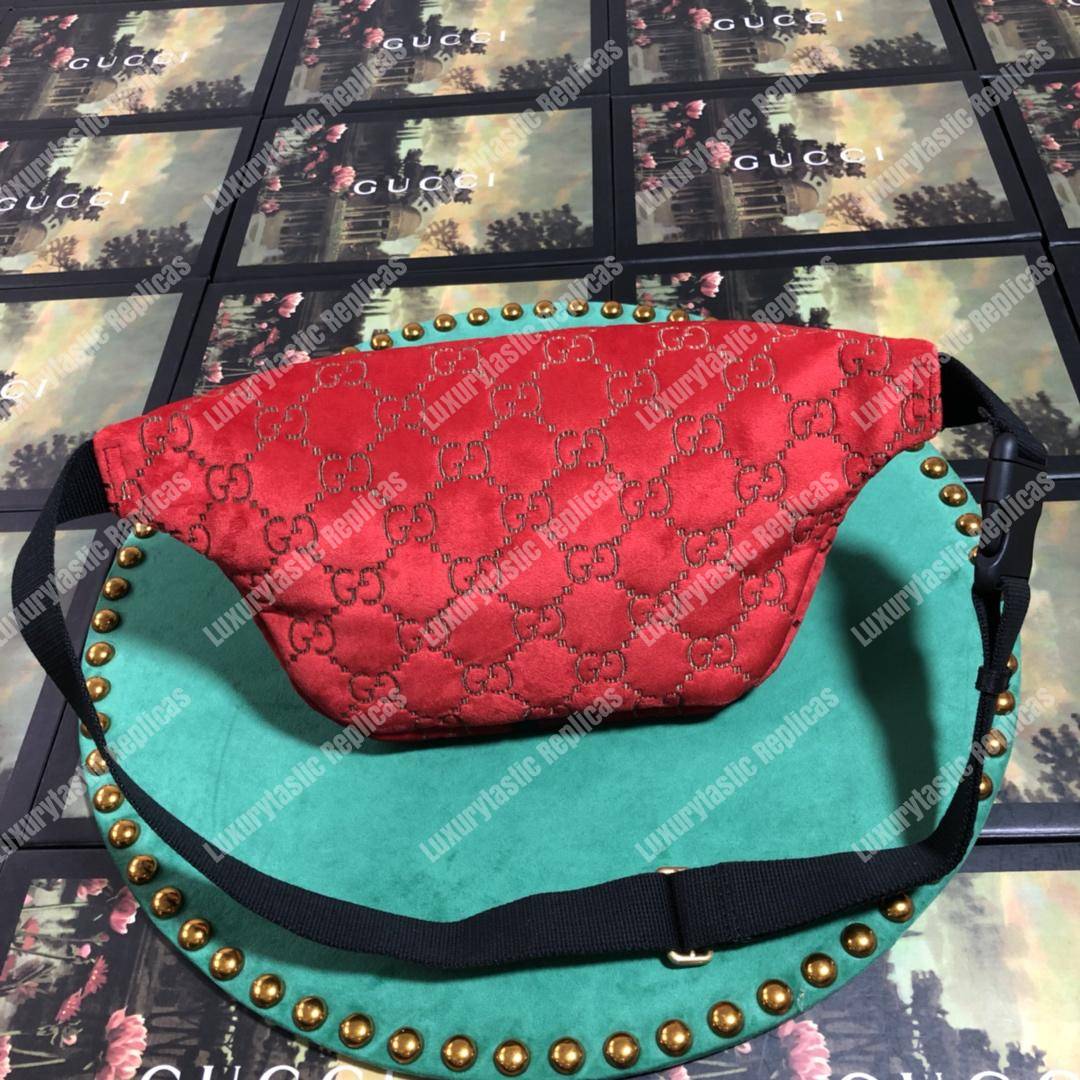 GG Velvet Belt Bag Red