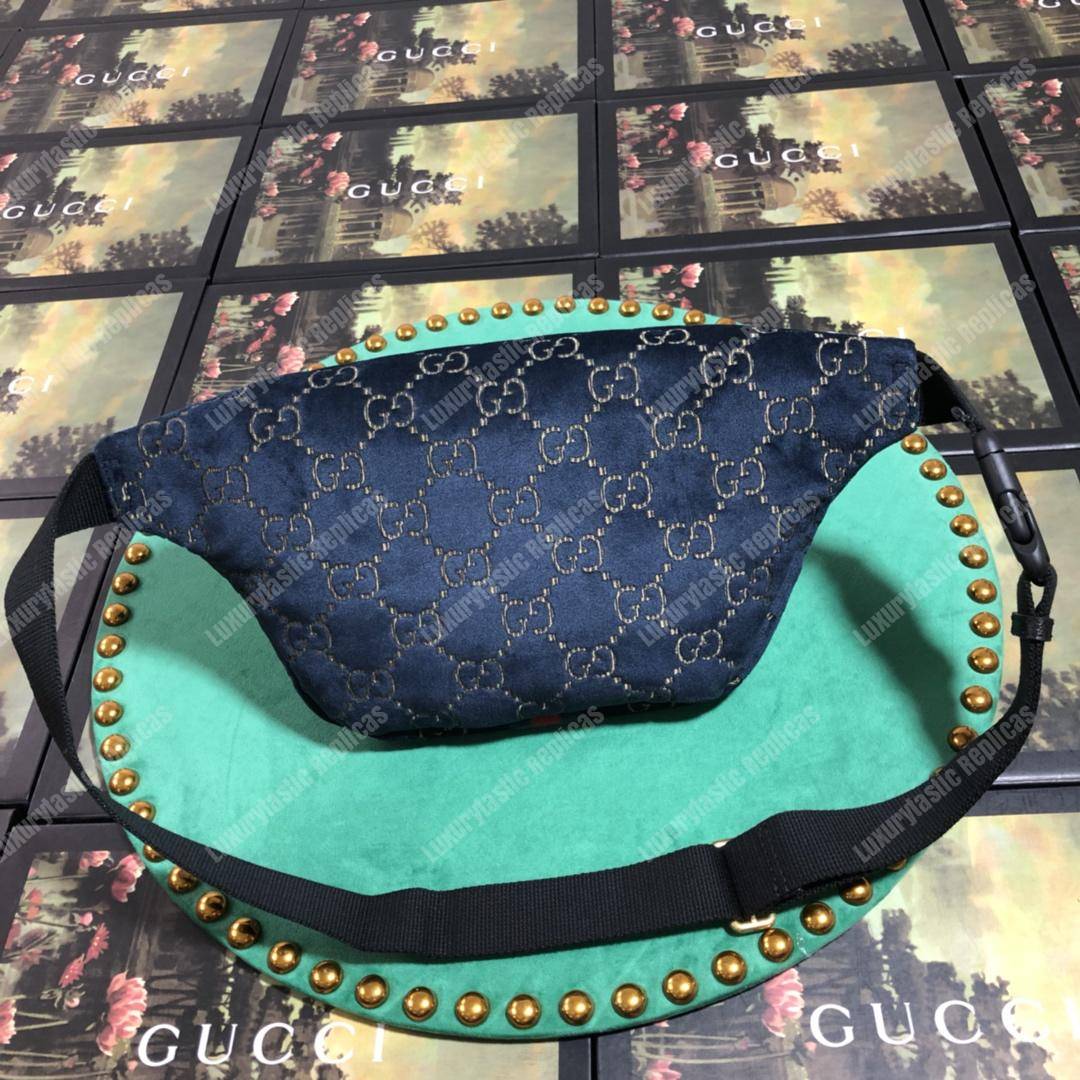 GG Velvet Belt Bag Blue