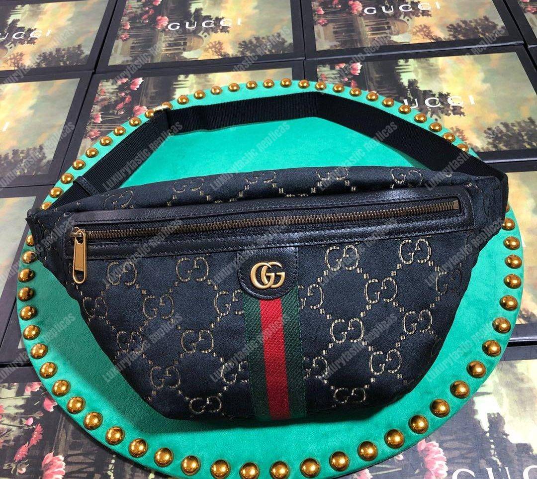 GG Velvet Belt Bag Dark Blue