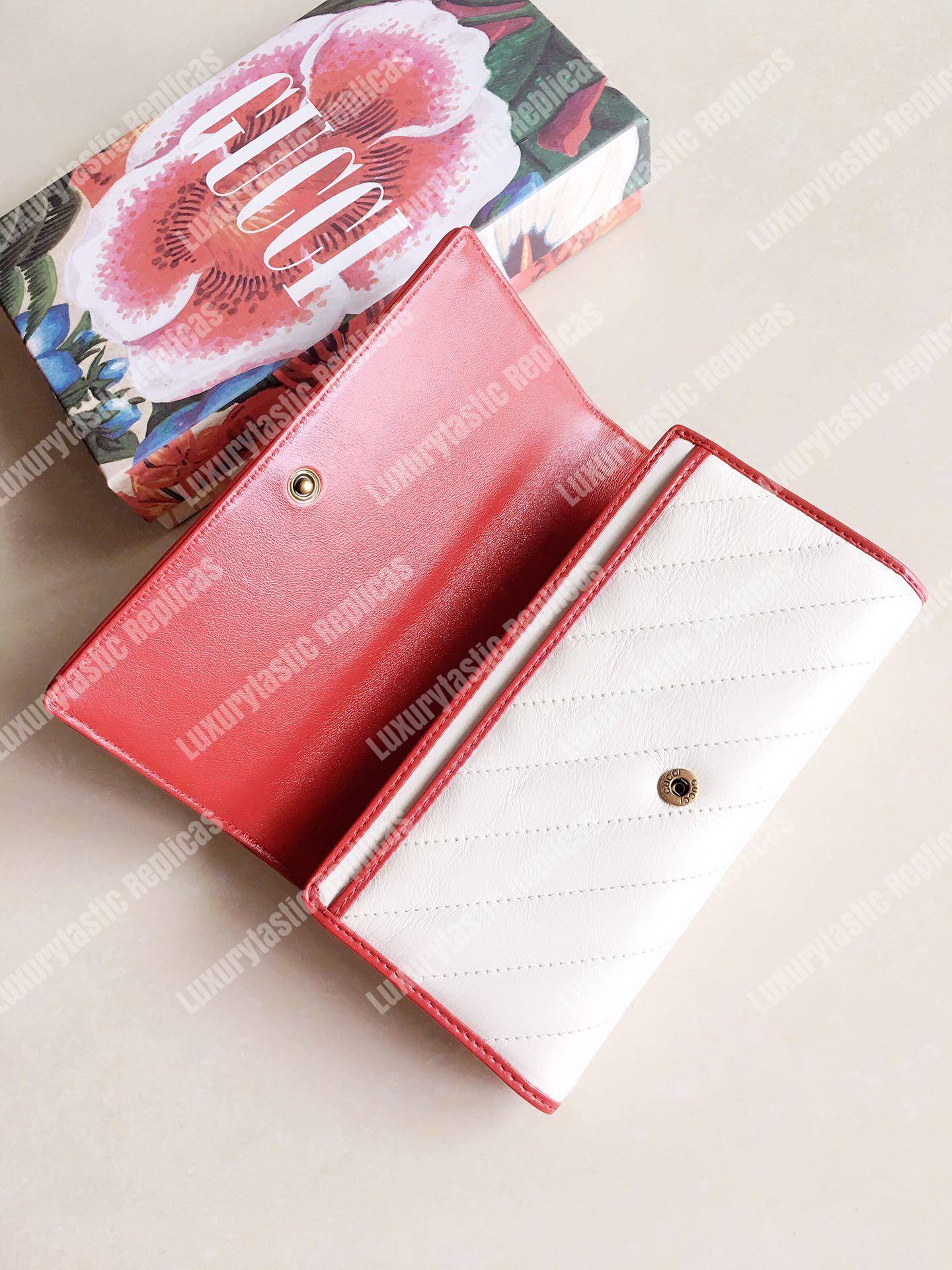 G*u*i gg twisted marmont leather continental wallet white