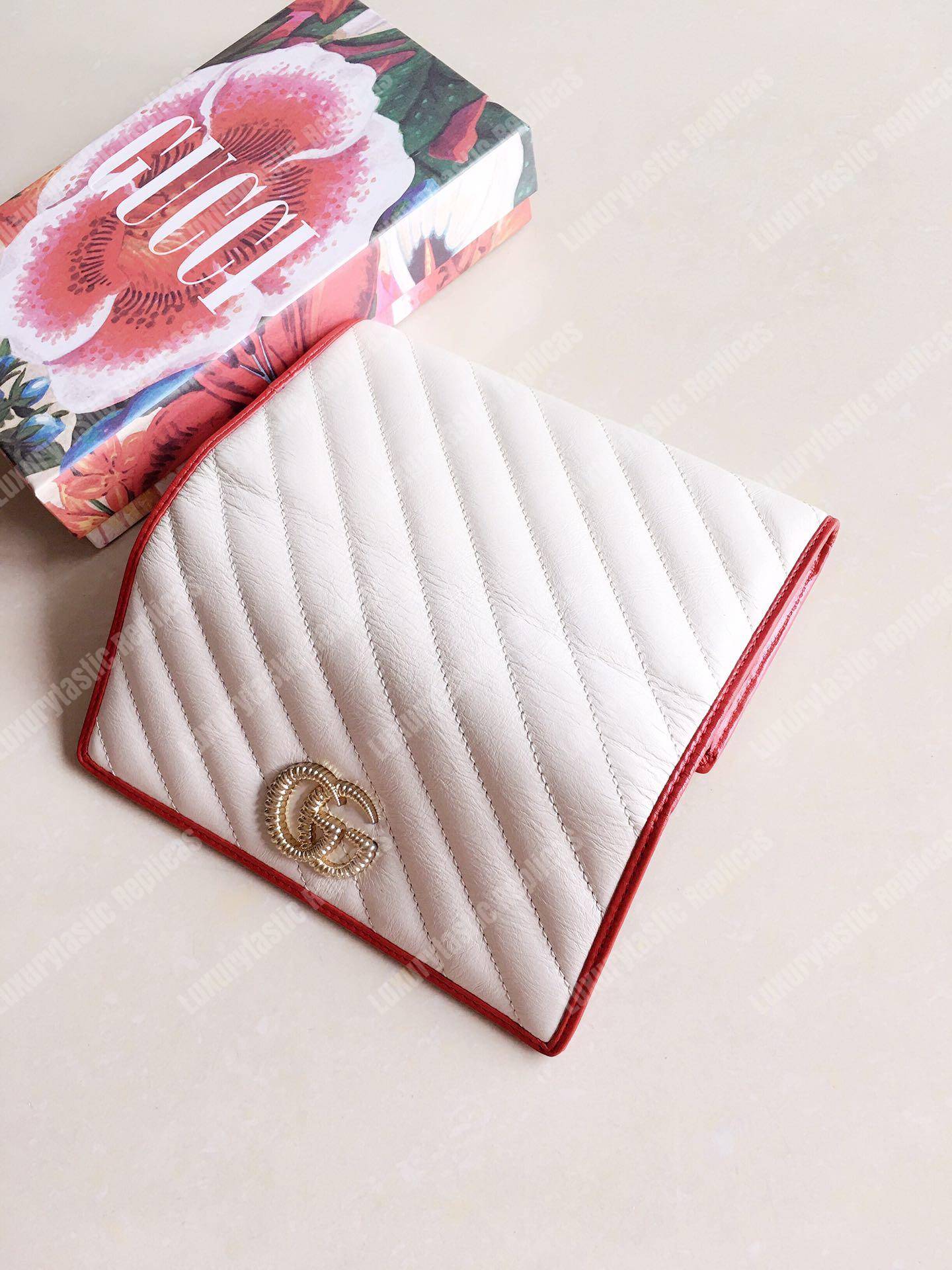 G*u*i gg marmont zip around wallet white matelassé