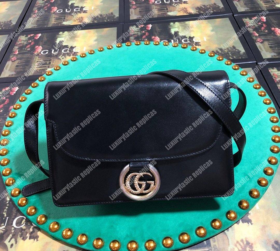 G*u*i small leather shoulder bag black