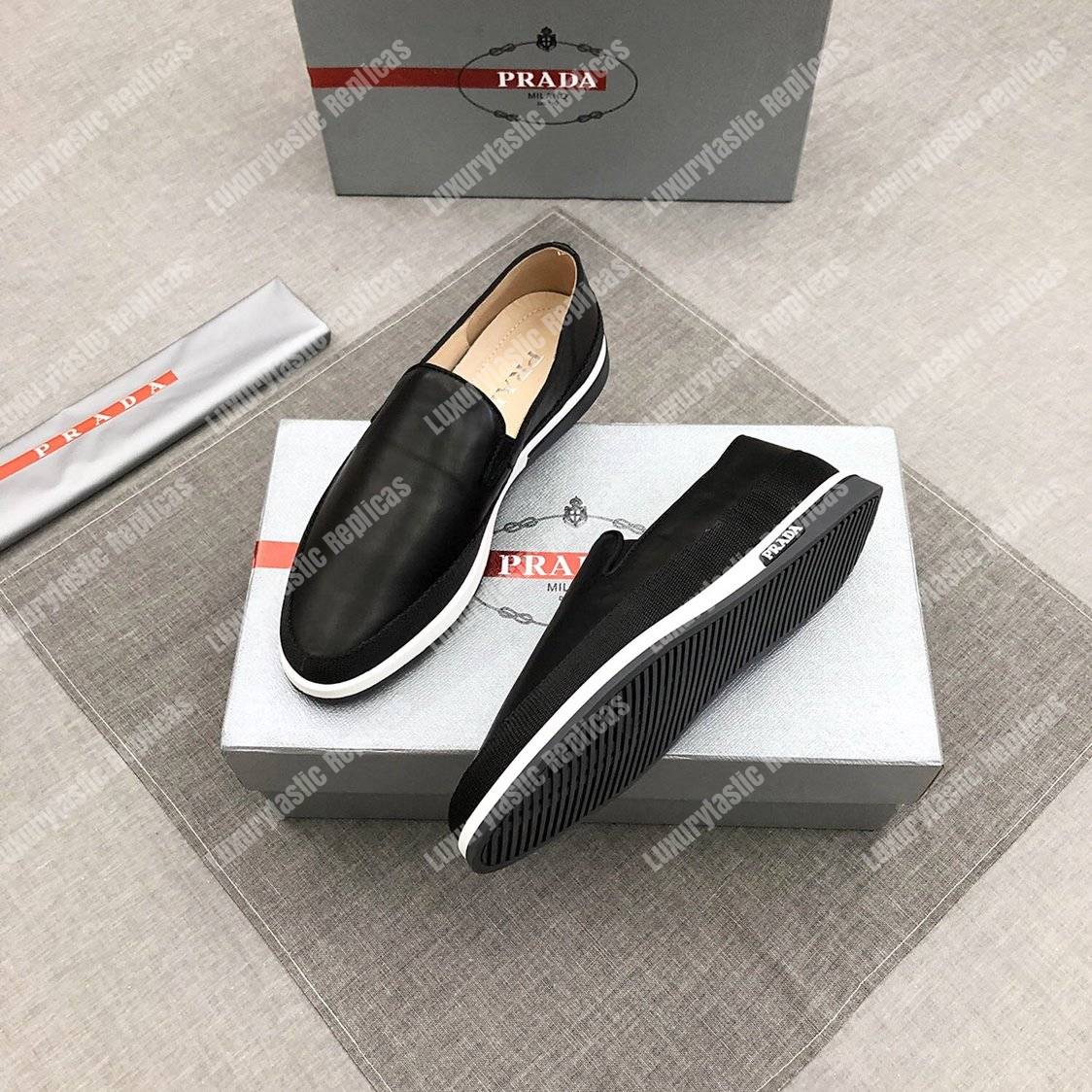 Pra*a technical nylon slip-ons black