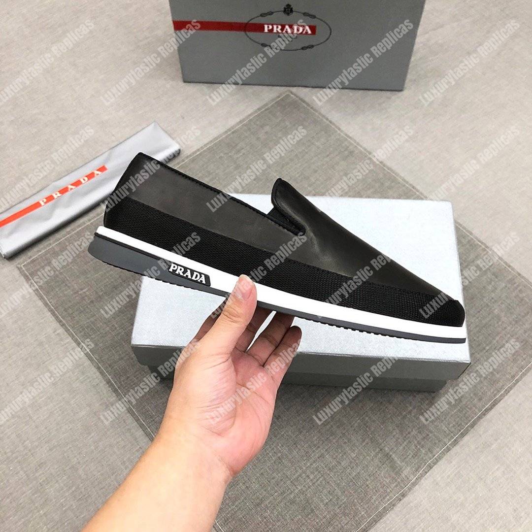 Pra*a technical nylon slip-ons black