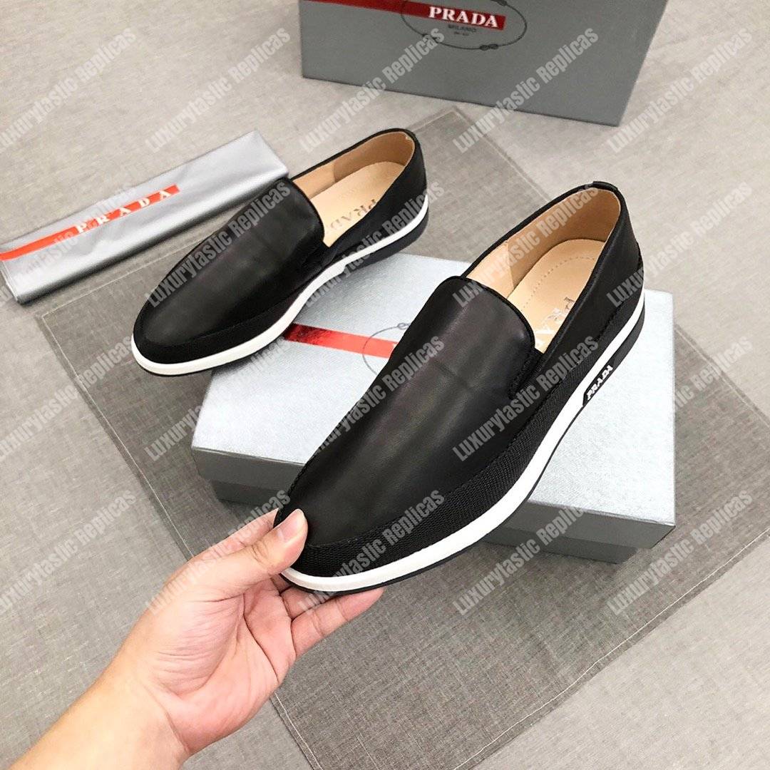 Pra*a technical nylon slip-ons black