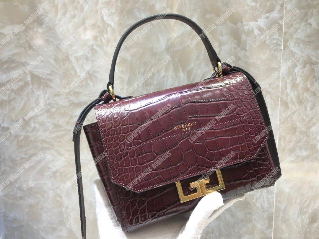 Givenchy Small Eden Bag In Eggplant Crocodile Effect Leather