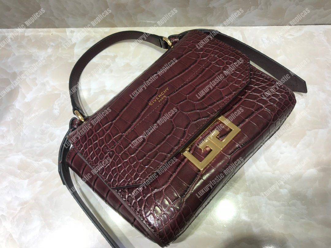 Givenchy Small Eden Bag In Eggplant Crocodile Effect Leather