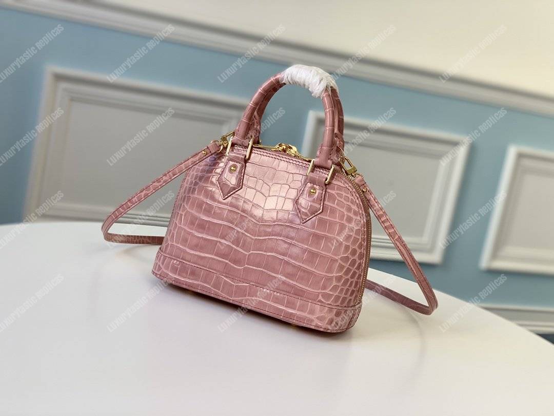 LV Alma BB Crocodilien Brillant Rose Tourmaline