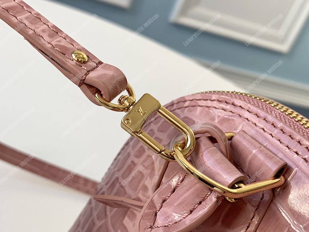 LV Alma BB Crocodilien Brillant Rose Tourmaline