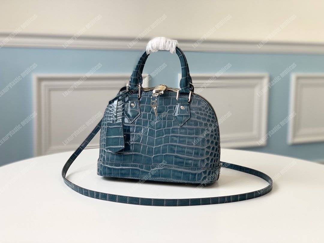 LV Alma BB Crocodilien Brillant Ocean Blue