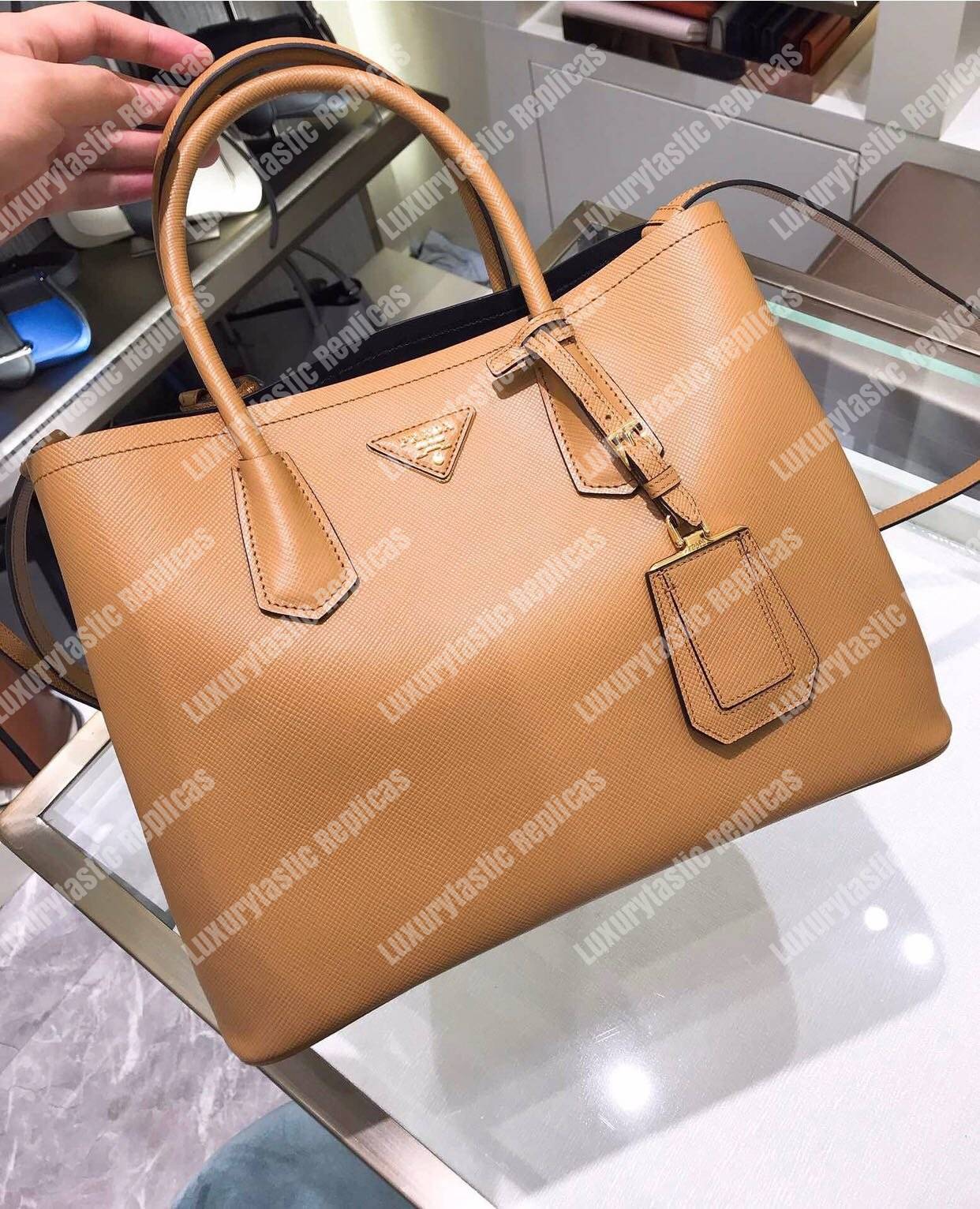 Pra*a double medium bag brown