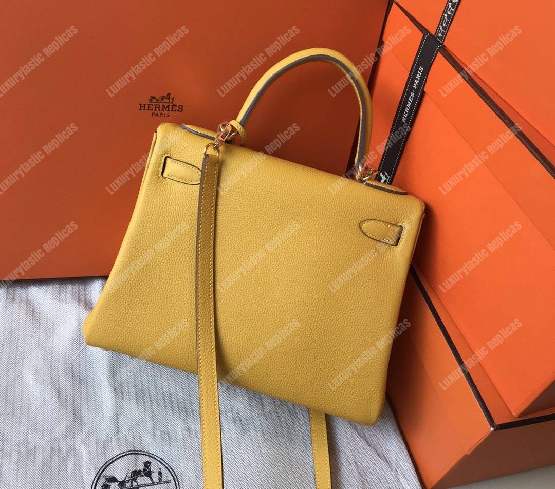 H**mes kelly 28 togo yellow soleil gold-toned hardware