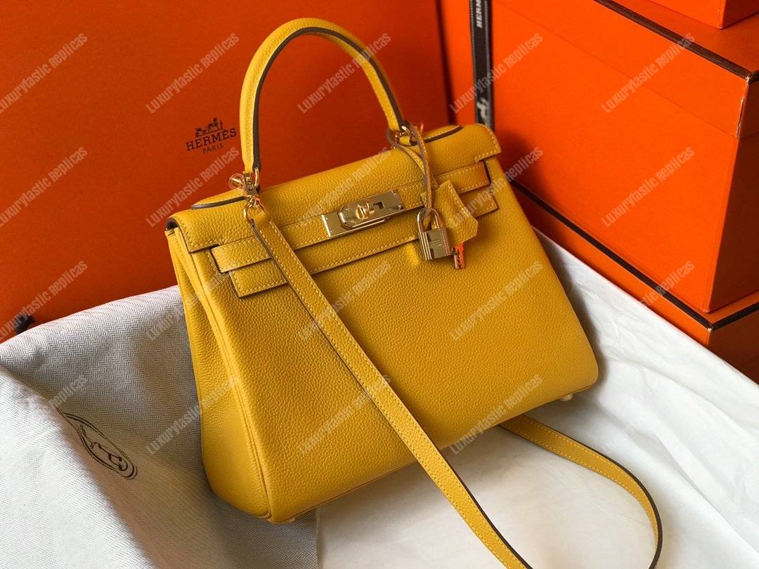 H**mes kelly 28 togo yellow soleil gold-toned hardware