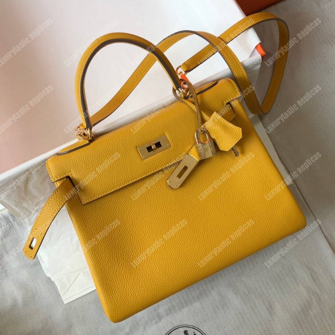 H**mes kelly 28 togo yellow soleil gold-toned hardware