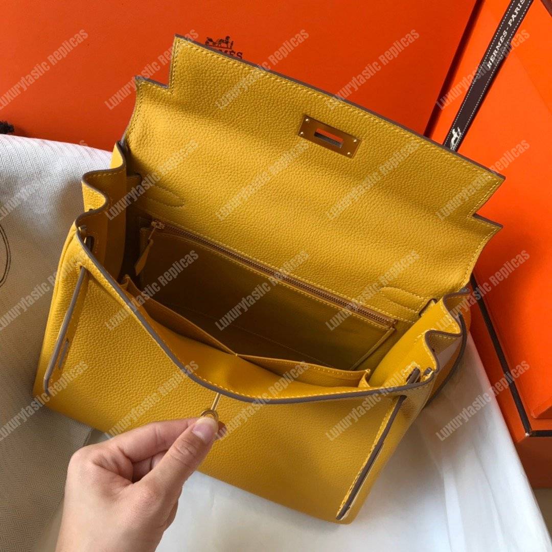 H**mes kelly 28 togo yellow soleil gold-toned hardware