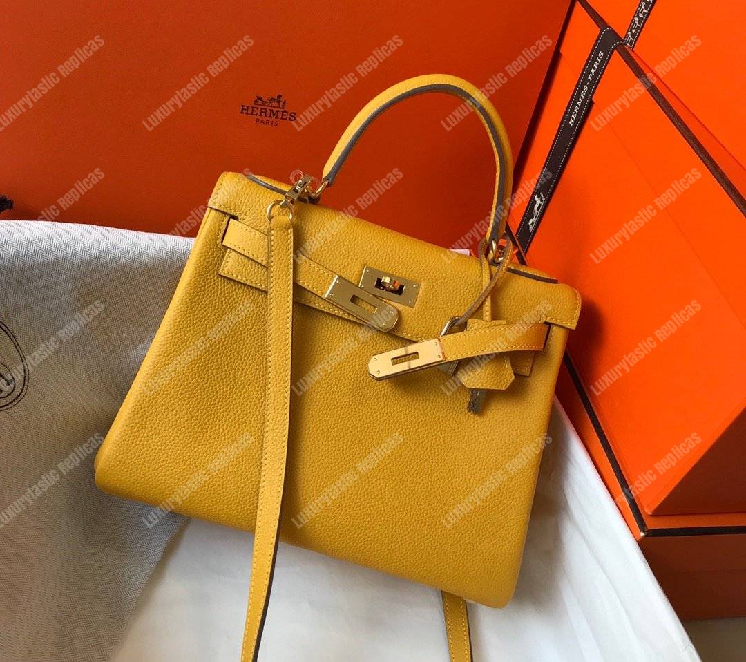 H**mes kelly 28 togo yellow soleil gold-toned hardware