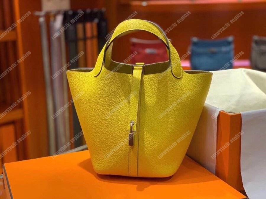H**mes picotin 22 clemence jaune palladium hardware
