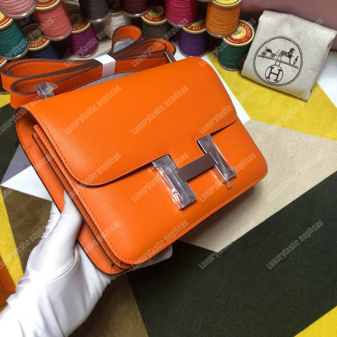 H**mes constance 18 bag epsom orange palladium-hardware