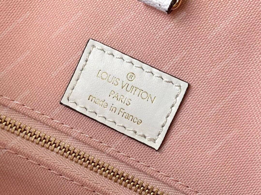 LV Onthego Monogram Toron Handle Rouge Tote Bag GM