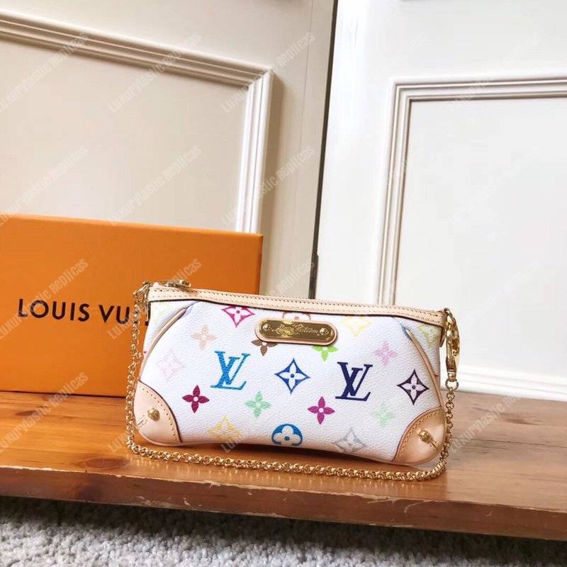 LV Monogram Pochete Milla MM Multicolor White