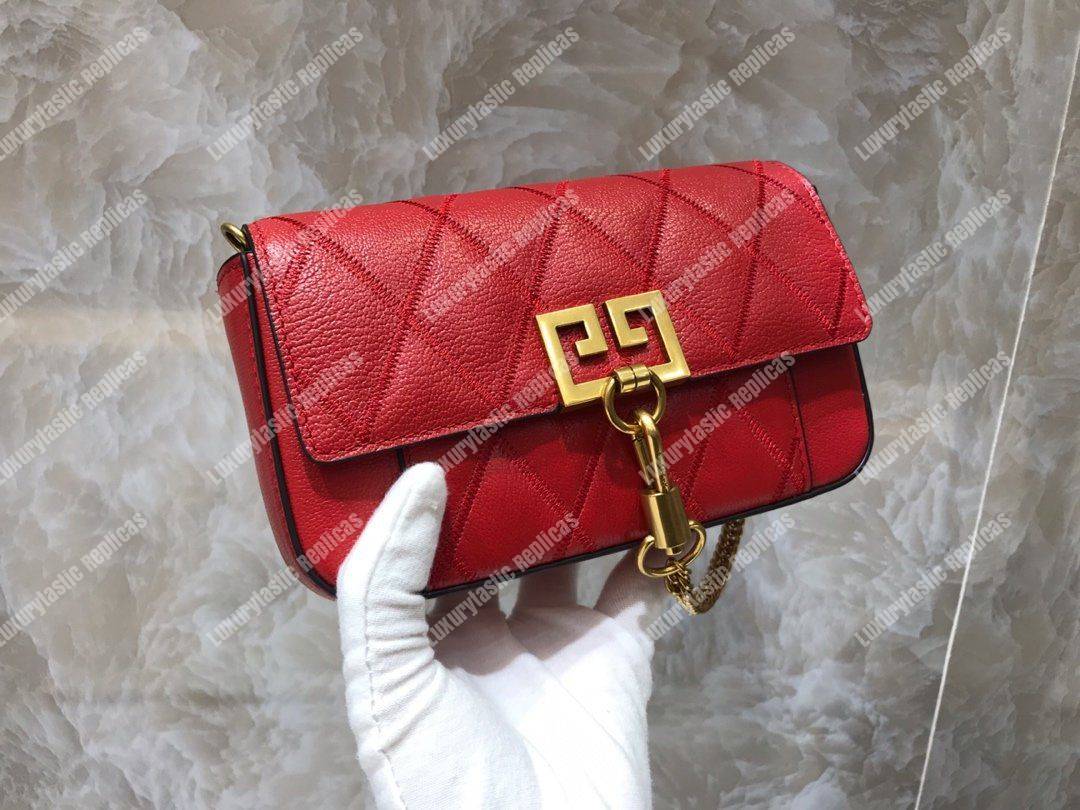 Givenchy Mini Pocket Bag In Diamond Quilted Leather Red