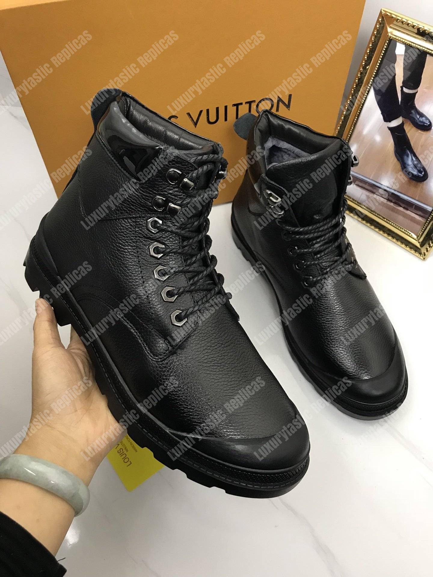 LV Leather Ankle Boots Black