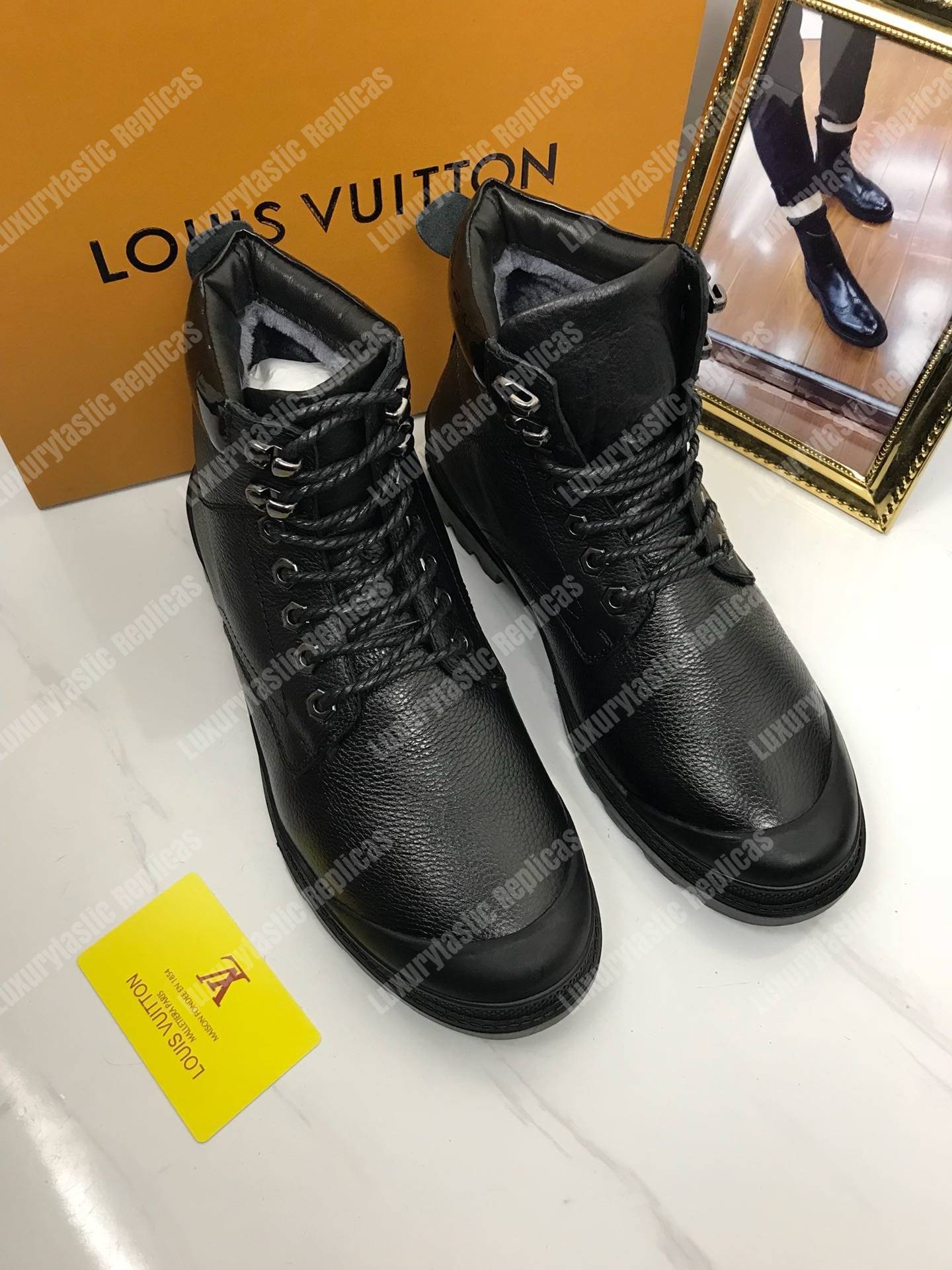LV Leather Ankle Boots Black