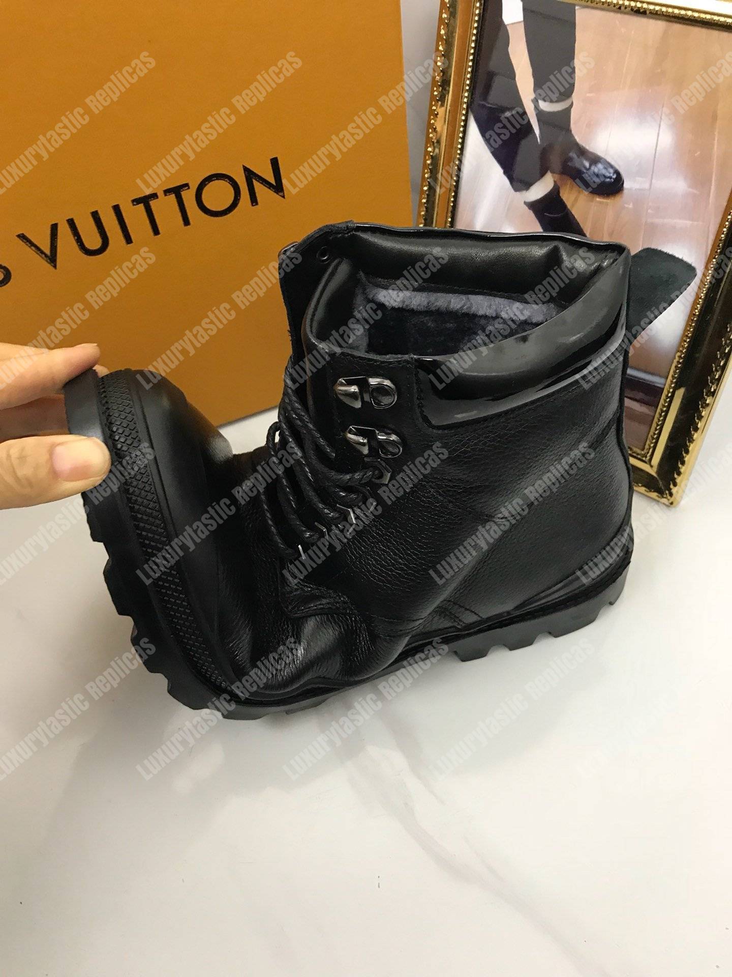 LV Leather Ankle Boots Black