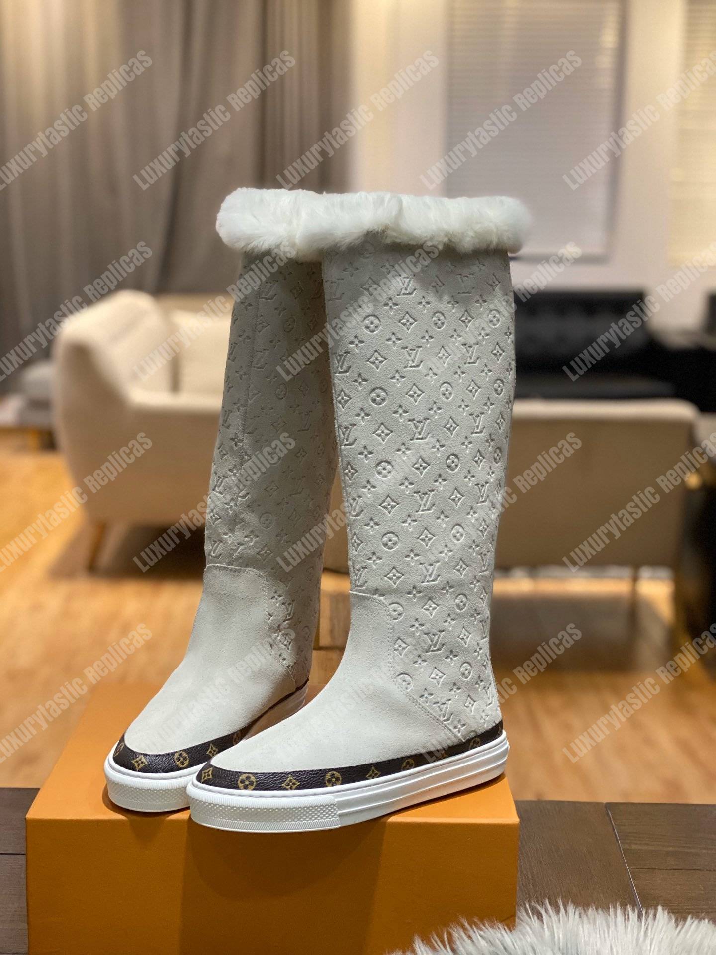 LV Snowball Flat Half Boot White