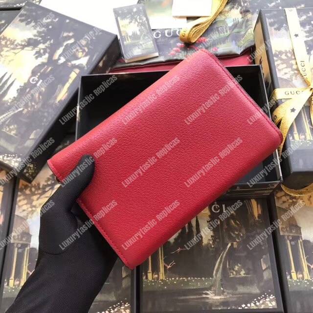 G*u*i embroidered leather mini shoulder bag red