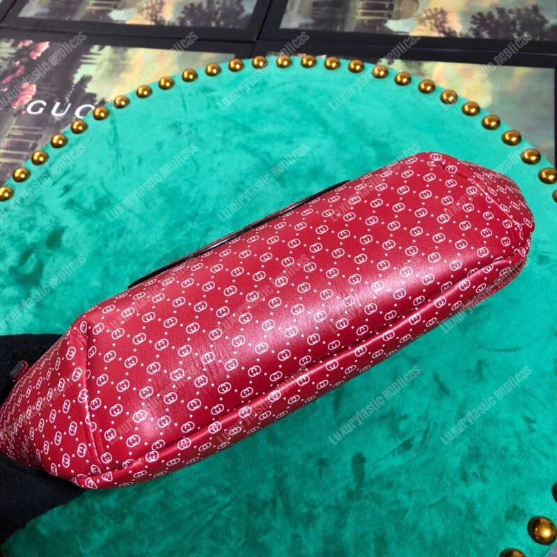 G*u*i G*u*i-dapper dan belt bag hibiscus red with white gg pattern