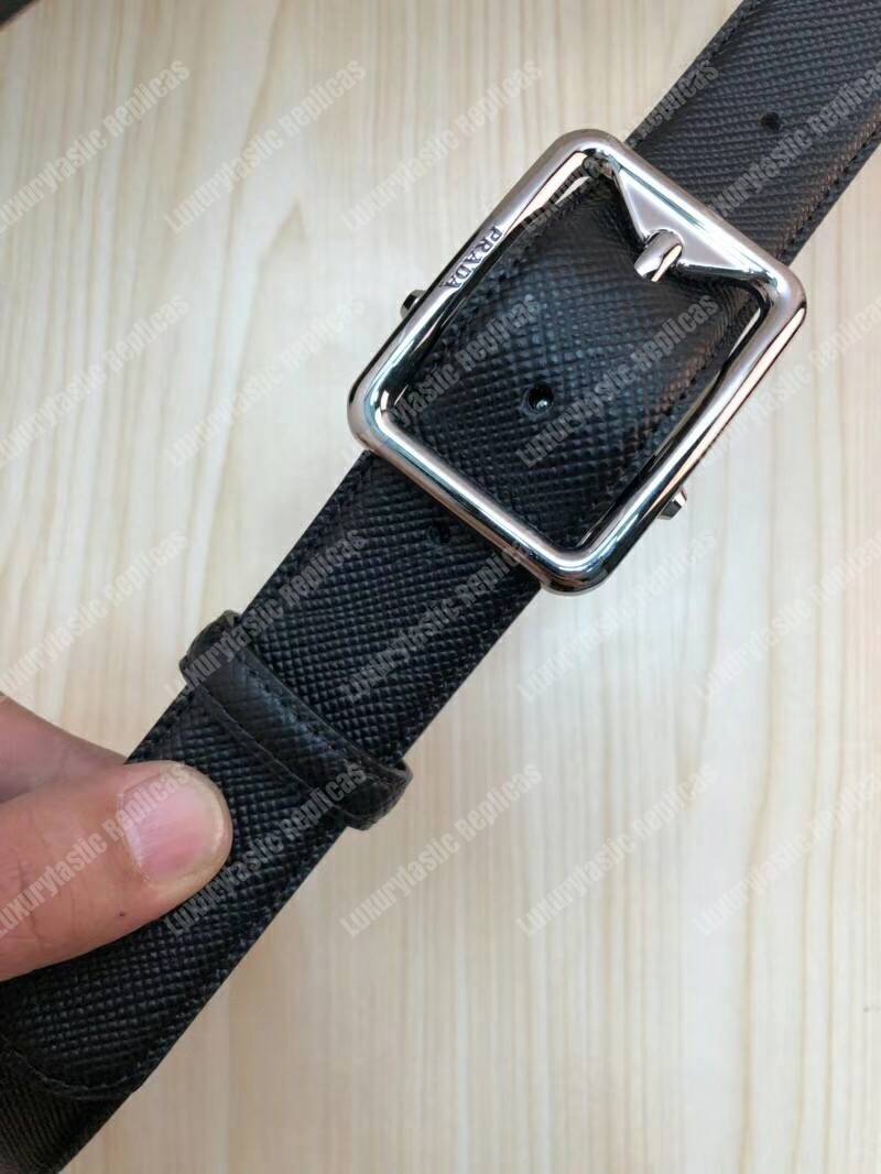 Pra*a saffiano leather belt black