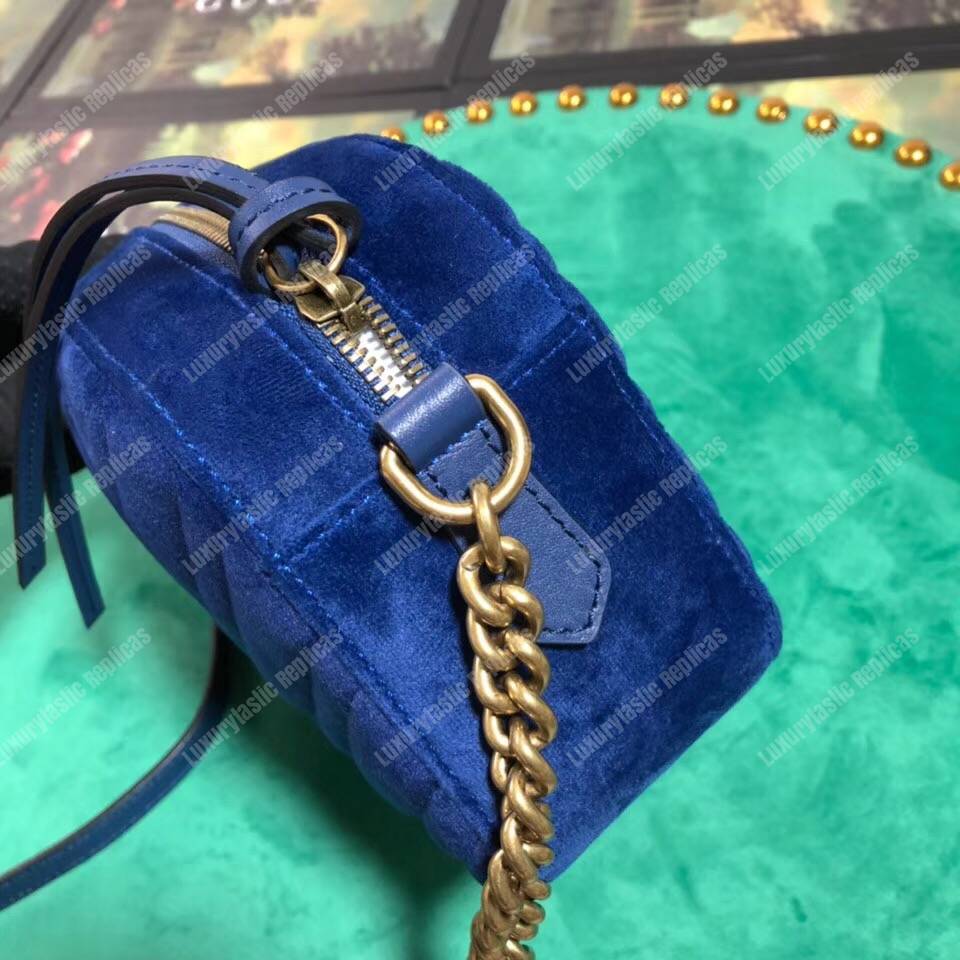 G*u*i gg marmont velvet small shoulder bag blue
