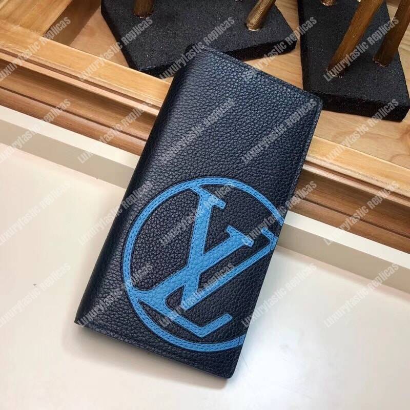 LV Brazza Wallet Taurillon Leather Blue Insignia